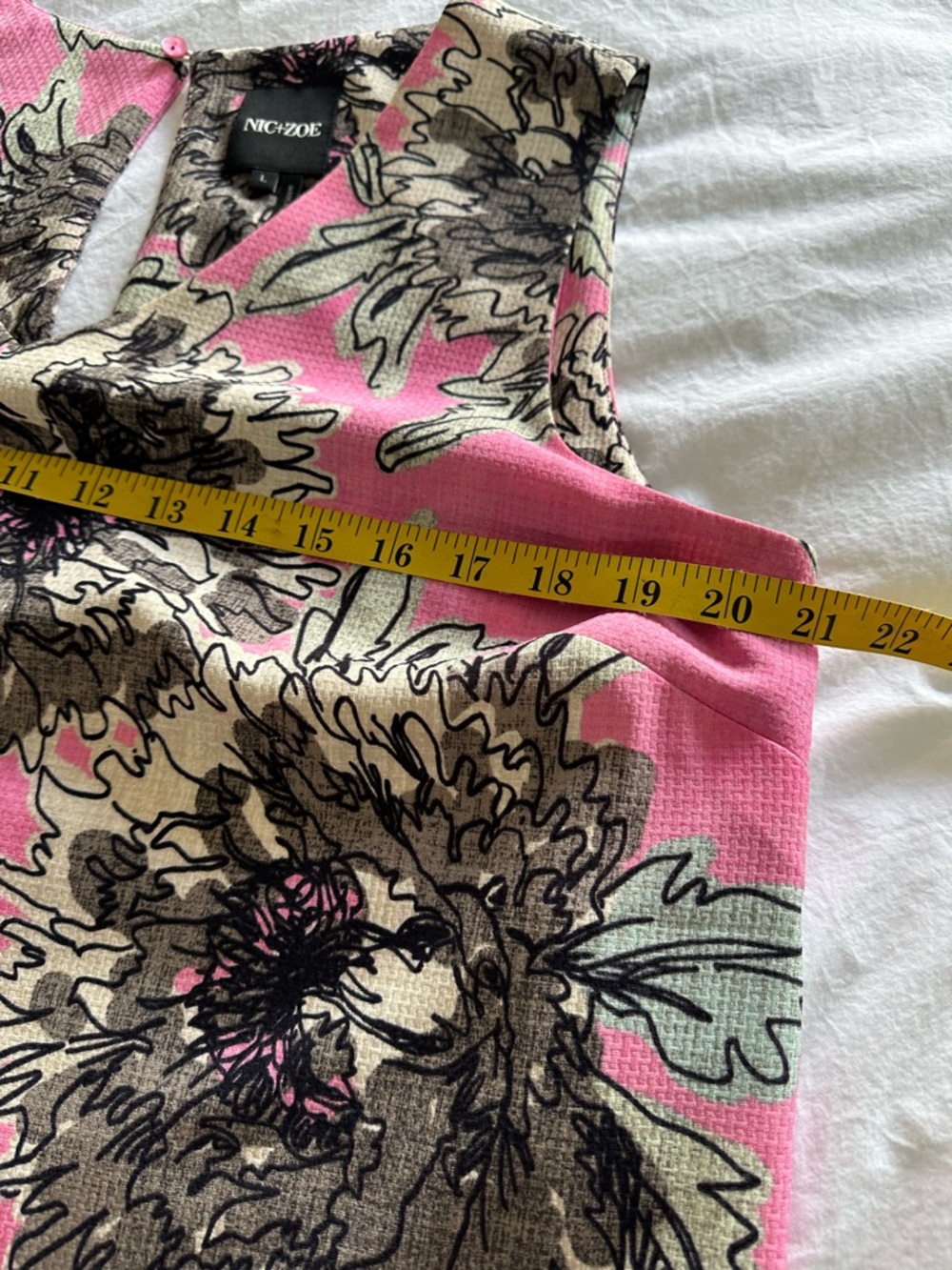 NIC+ZOE Sleeveless Pink Floral Shift Dress, size large - Picture 8 of 9